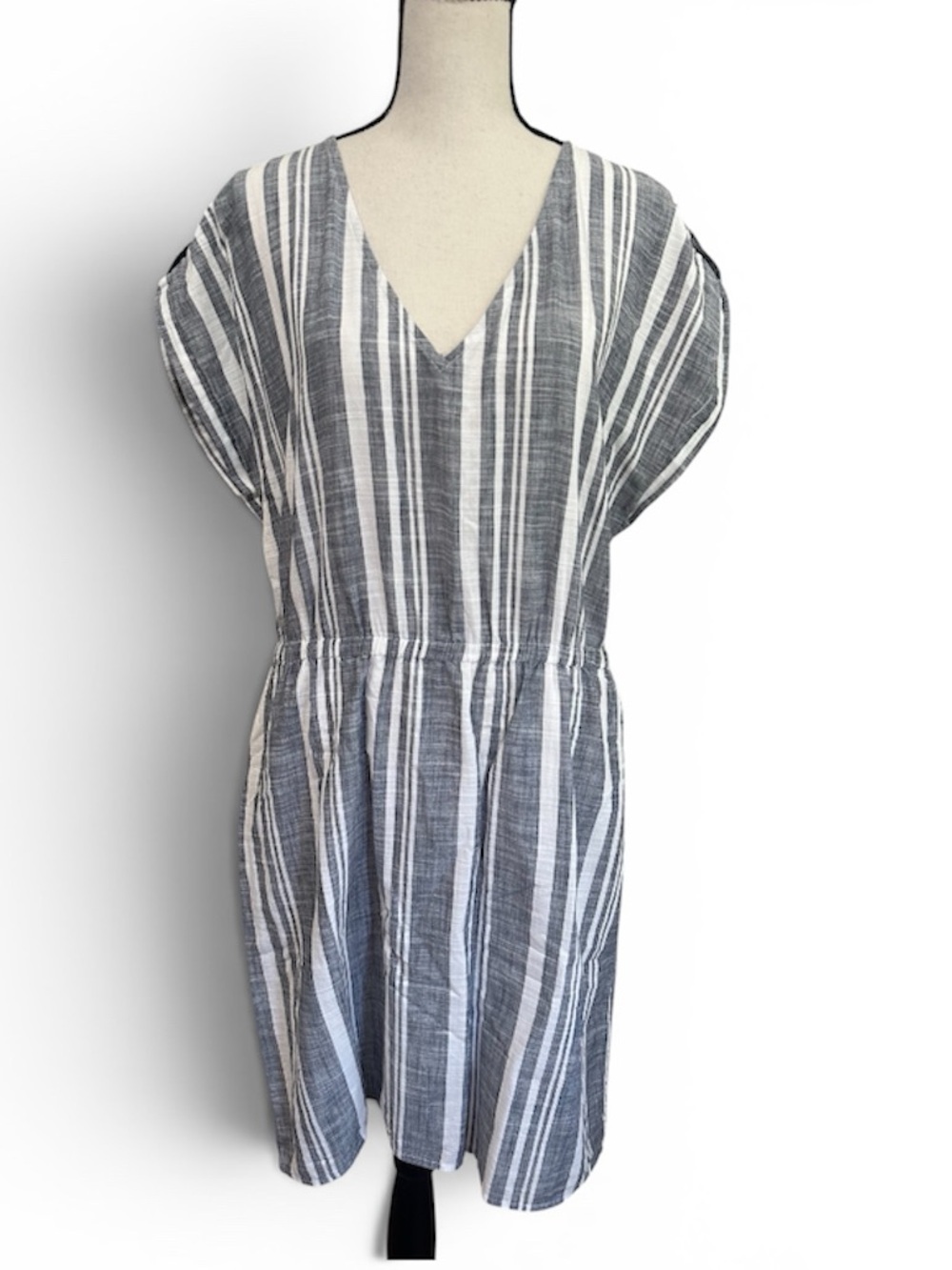 J. Crew Striped V-Neck Swim Cover-Up Dress, Size Medium